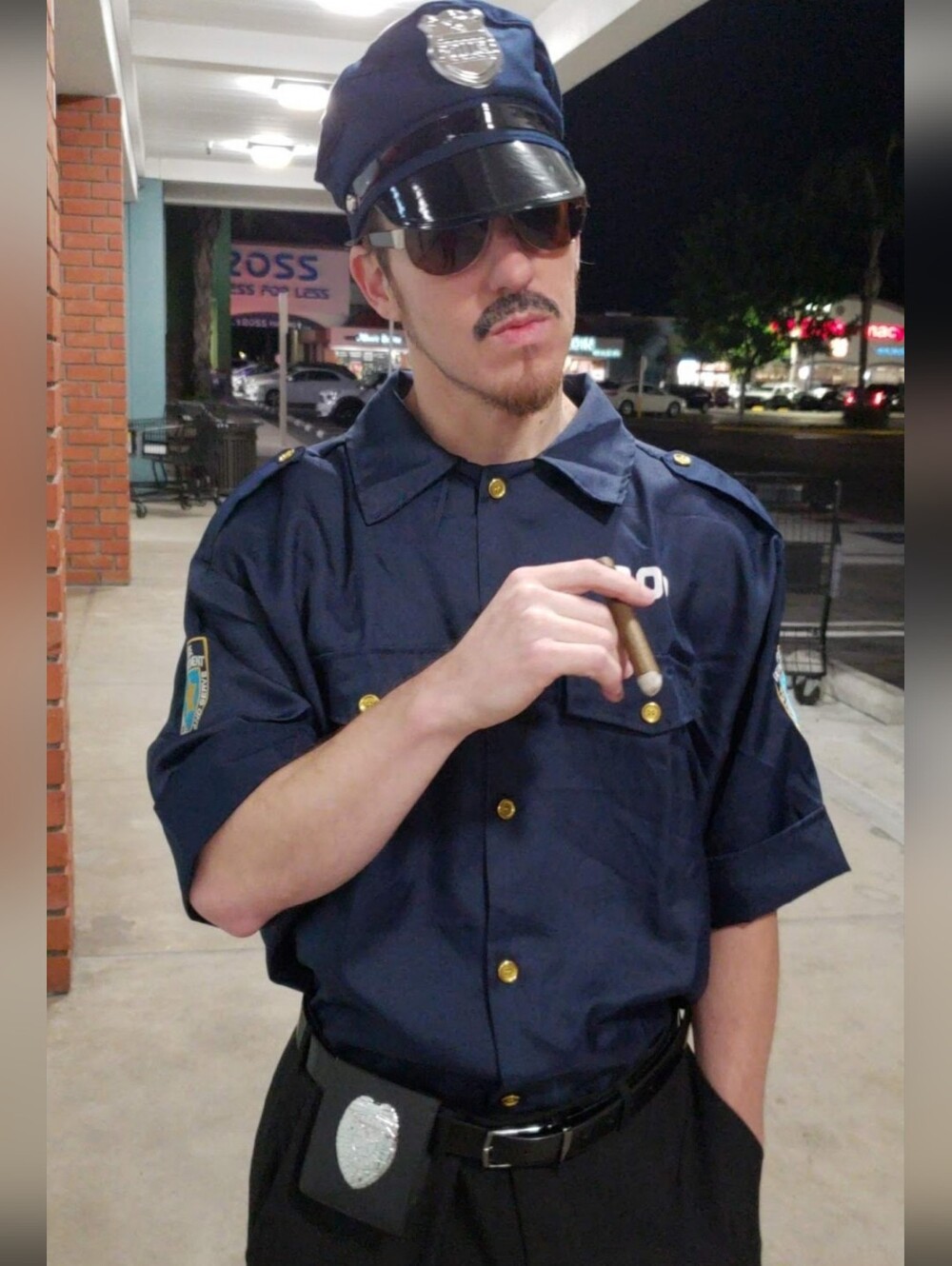 Navy 'COP' Costume Shirt with Badge and Patch For Halloween M-L